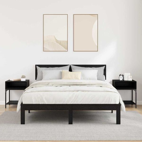 vidaXL Nachttisch 2 pcs Schwarz Eichen-Optik 40 x 40 x 50 cm