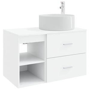 vidaXL Badezimmerm&ouml;bel-Set 2 pcs Wei&szlig; Holzwerkstoff