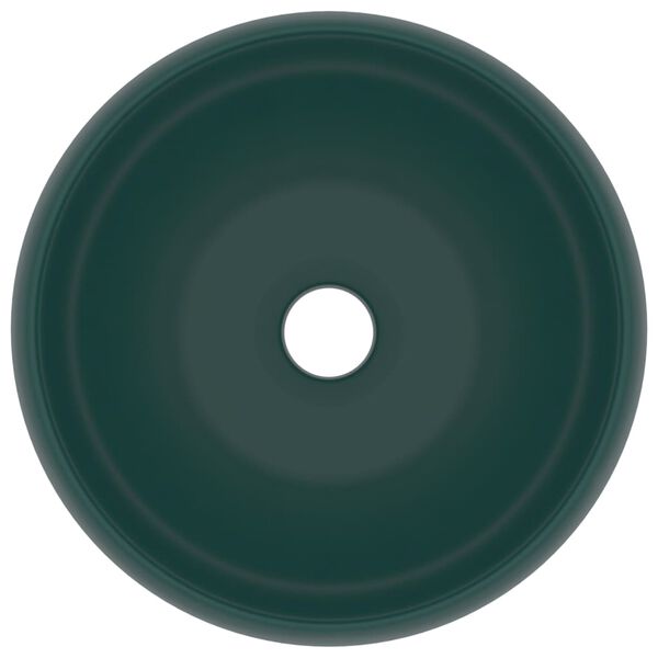 vidaXL Luxuri&ouml;ses Waschbecken Rund Matt Dunkelgr&uuml;n 40x15 cm Keramik