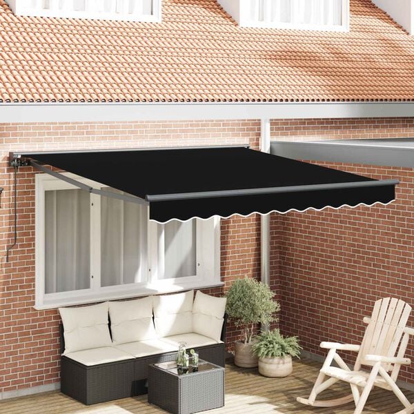 vidaXL Einziehbare Markise Schwarz 300 x 250 cm Aluminium und Stoff