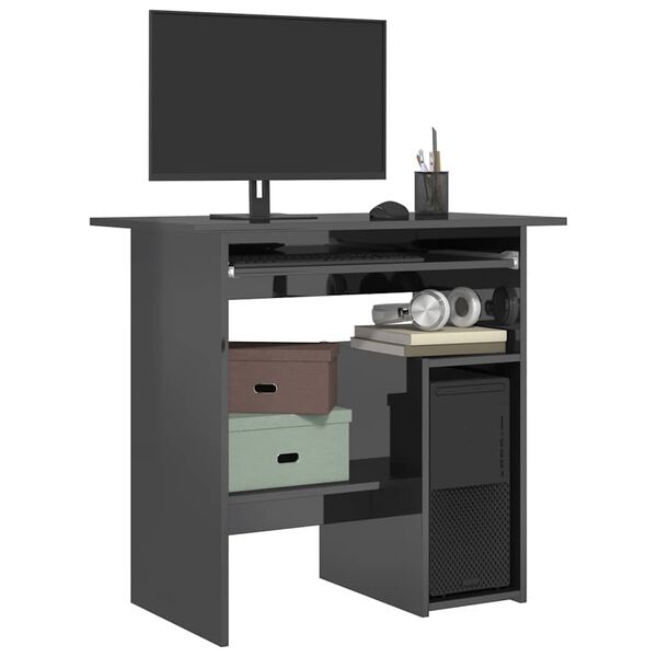 vidaXL Schreibtisch Hochglanz-Grau 80x45x74 cm Holzwerkstoff