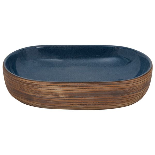 vidaXL Aufsatzwaschbecken Braun und Blau Oval 59x40x14 cm Keramik
