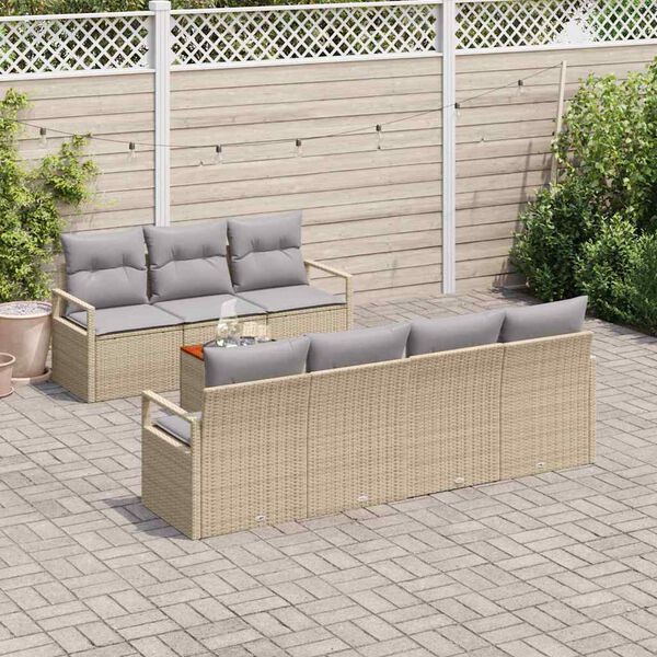 vidaXL Gartensofa-set 8 pcs Beige und Hellgrau Poly-Rattan