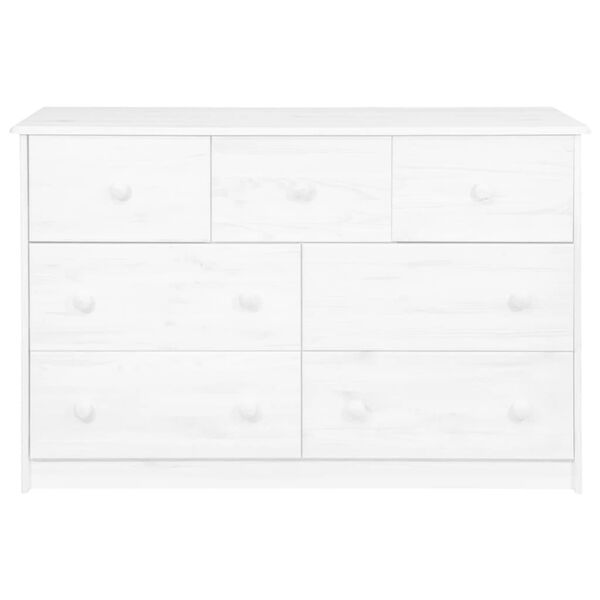 vidaXL Sideboard 7 Schubladen Wei&szlig; 113x35x73 cm Massivholz Kiefer