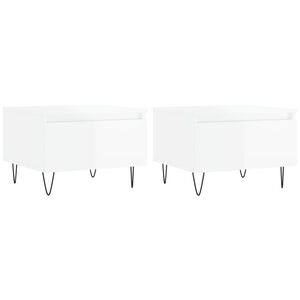 vidaXL Couchtische 2 Stk. Hochglanz-Wei&szlig; 50x46x35 cm Holzwerkstoff