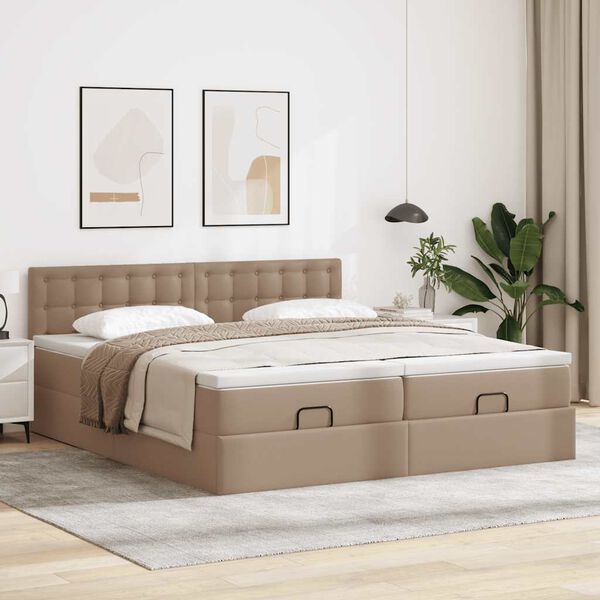 vidaXL Ottoman-Bett mit Matratzen Cappuccino 160x200cm Kunstleder