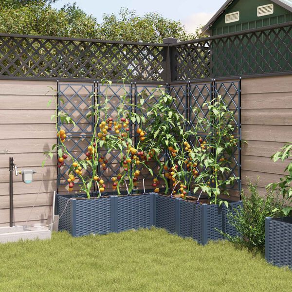 vidaXL Garten-Pflanzgef&auml;&szlig; 2 pcs Grau 80 x 40 x 125,5 cm Stahl