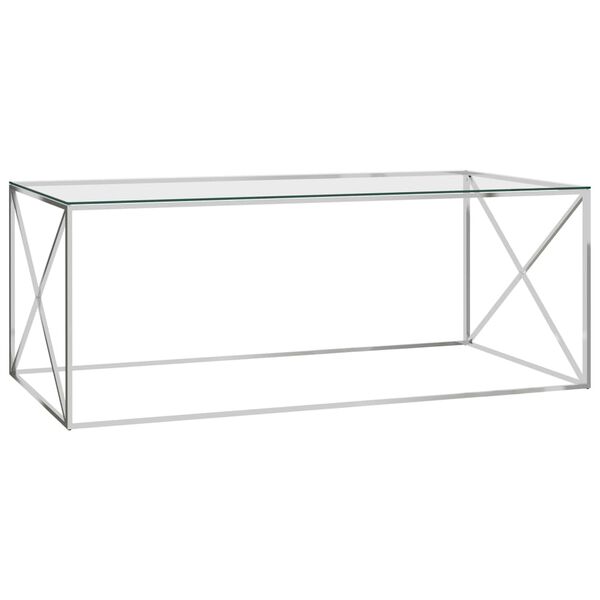 vidaXL Couchtisch Silbern 120x60x45 cm Edelstahl und Glas