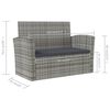 vidaXL 16-tlg. Garten-Lounge-Set mit Auflagen Poly Rattan Grau