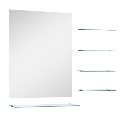 vidaXL Wandspiegel mit 5 Ablagen Silbern 50×60 cm