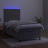 vidaXL Boxspringbett mit Matratze & LED Hellgrau 100x200 cm Samt