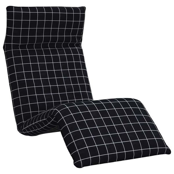 vidaXL Sonnenliege Klappbar Schwarz Karomuster 175x54x8,5 cm