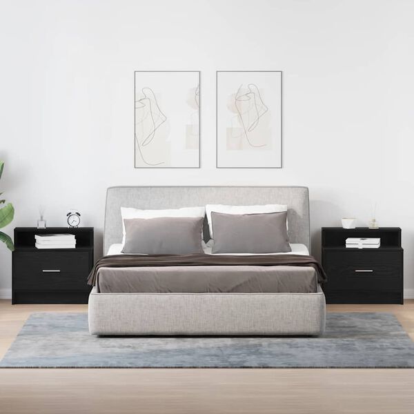 vidaXL Nachttische mit Schublade 2Stk. Schwarz Eichen-Optik 51x31x47cm