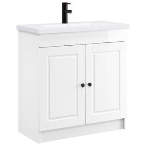 vidaXL Badezimmerm&ouml;bel-Set Hochglanz Wei&szlig; 56 x 37,5 x 81 cm