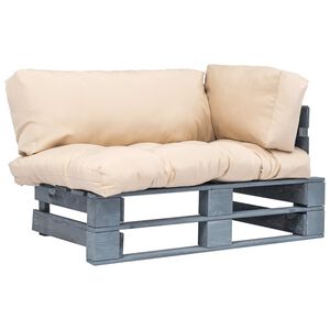vidaXL Outdoor-Sofa Paletten mit Kissen in Sandfarben Kiefernholz