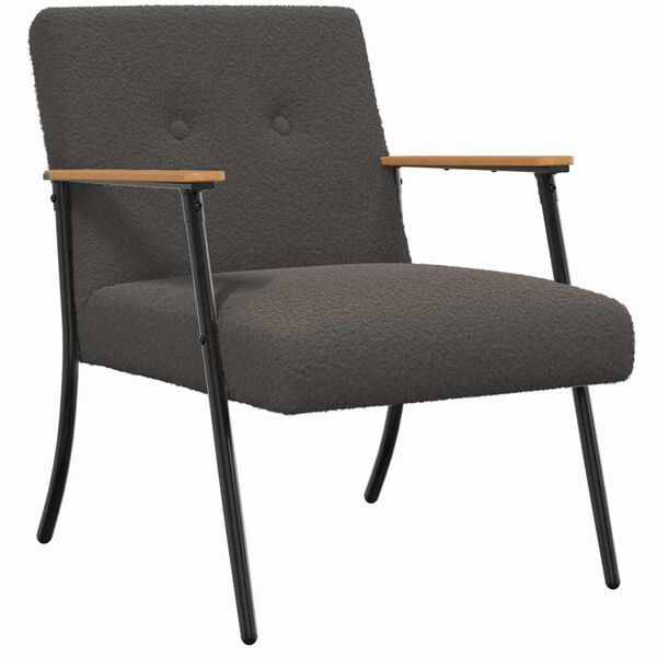 vidaXL Sessel Dunkelgrau 59 x 75 x 78 cm Lockiger woll&auml;hnlicher Stoff