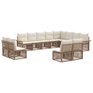 vidaXL Gartensofa-set 12 stk. Beige Poly-Rattan