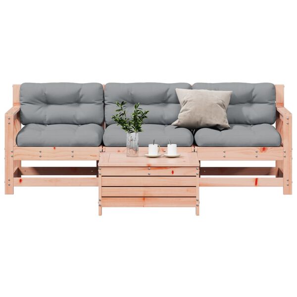 vidaXL 4-tlg. Garten-Lounge-Set mit Kissen Massivholz Douglasie