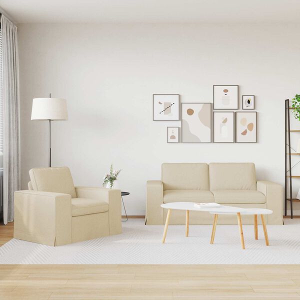 vidaXL Sofa 2 pcs Creme 182 x 80 x 82 cm Stoff