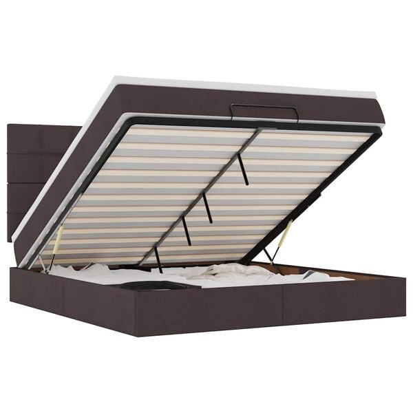 vidaXL Ottoman-Bett mit Matratze Dunkelbraun 160x200 cm Stoff