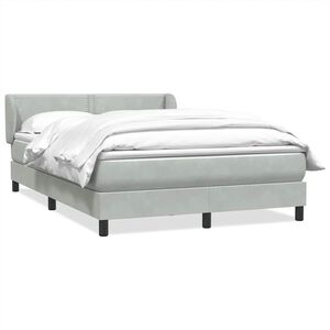 vidaXL Boxspringbett mit Matratze Hellgrau 140x210 cm Samt