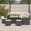 vidaXL Garten-Sofa-Set mit Kissen mit Speicher 9 pcs Schwarz und Creme