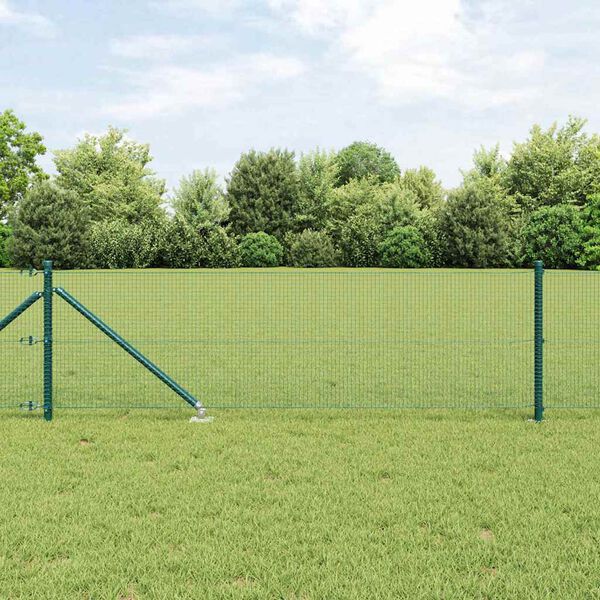 vidaXL Zaunpfosten Gr&uuml;n 50 x 0,6 m (16 x 16 mm Maschen) Stahl und PVC