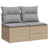 vidaXL 2-tlg. Garten-Sofagarnitur mit Kissen Beige Poly Rattan Akazie