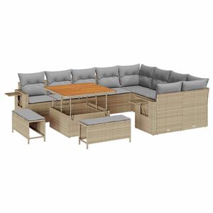 vidaXL Gartensofa-set 12 pcs Beige Poly-Rattan