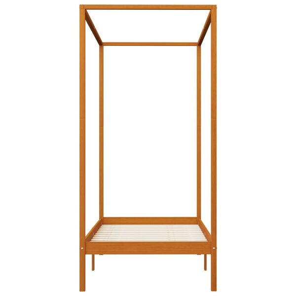 vidaXL Himmelbett-Gestell Honigbraun Massivholz Kiefer 100 x 200 cm