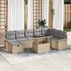 vidaXL Garten-Sofa-Set mit Kissen mit Speicher 9 pcs Beige Poly Rattan