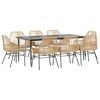 vidaXL 9-tlg. Garten-Essgruppe mit Kissen Braun Poly Rattan Glas