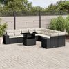 vidaXL 11-tlg. Garten-Sofagarnitur mit Kissen Schwarz Poly Rattan