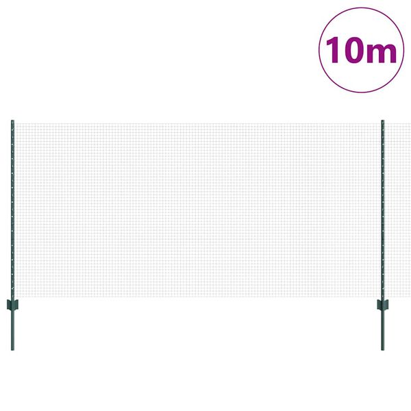 vidaXL Zaun mit Pfosten Gr&uuml;n 1,2 x 10 m Stahl und PVC