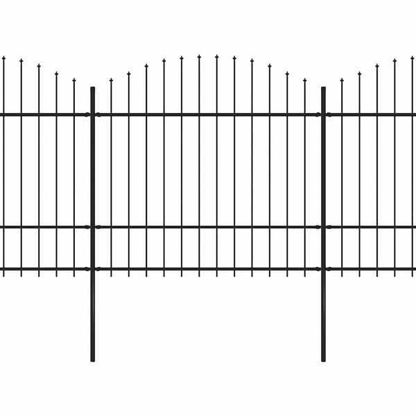 vidaXL Gartenzaun mit Speerspitze Stahl 1070 x 175 cm Schwarz