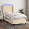 vidaXL Boxspringbett mit Matratze & LED Creme 90x190 cm Stoff