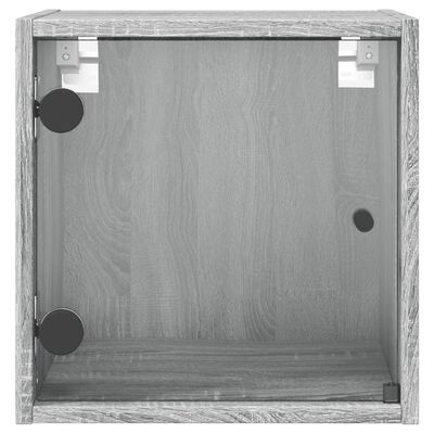 vidaXL Nachttisch mit Glastür Grau Sonoma 35x37x35 cm