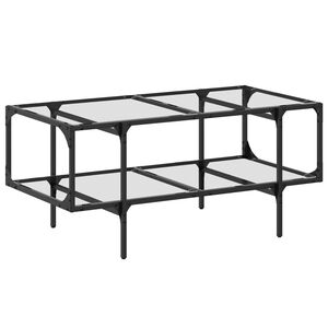 vidaXL Couchtisch mit Glasplatte Transparent 98,5x50x45 cm Stahl