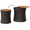 vidaXL Garten-Beistelltische 2 Stk. mit Holzplatte Schwarz Poly Rattan