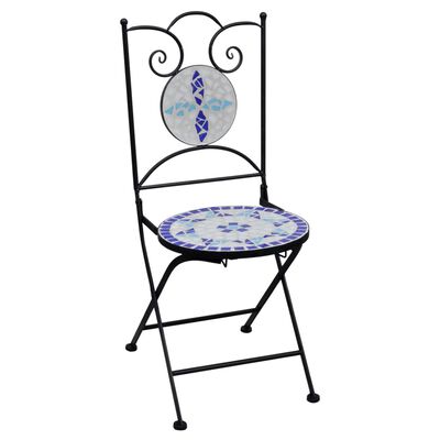 vidaXL 3-tlg. Bistro-Set Mosaik Keramik Blau und Weiß