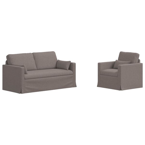 vidaXL Sofa 140cm 2 pcs Taupe Metall