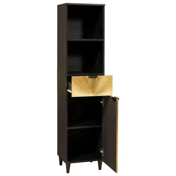 vidaXL Badezimmerschrank mit Regal Schwarz und Gold 38 x 33 x 160 cm