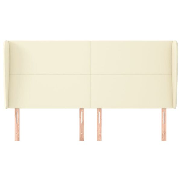 vidaXL Kopfteil mit Ohren Creme 203x23x118/128 cm Kunstleder