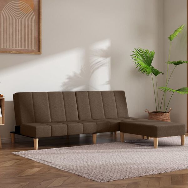 vidaXL Schlafsofa 2-Sitzer mit Hocker Taupe Stoff
