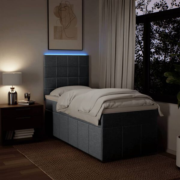 vidaXL Boxspringbett mit Matratze Hellgrau 100x200 cm Stoff