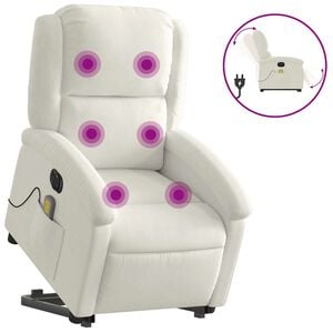 vidaXL Massagesessel mit Aufstehhilfe Elektrisch Creme Samt