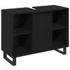 vidaXL Badezimmerm&ouml;bel Set mit Speicher 3 pcs Schwarz Holzwerkstoff