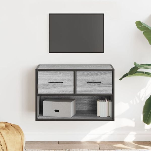 vidaXL TV-Schrank Grau Sonoma 60x31x39,5 cm Holzwerkstoff und Metall