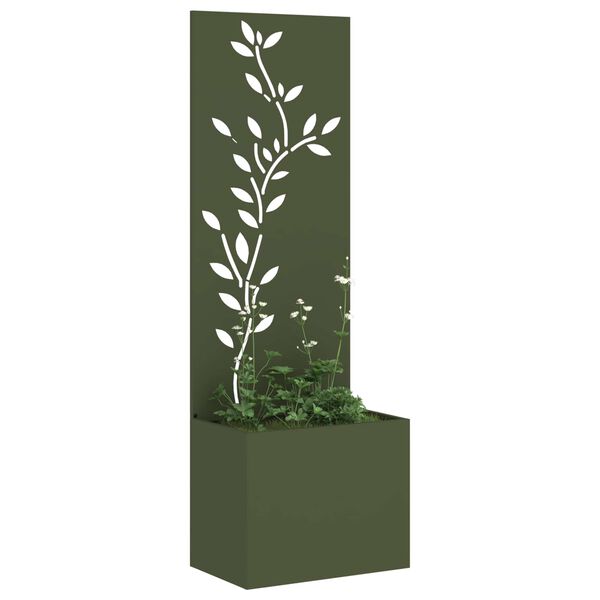 vidaXL Garten Sichtschutz-Leinwand Floral Olivgr&uuml;n 50 x 150 cm