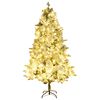 vidaXL Weihnachtsbaum mit Beleuchtung Schnee und Zapfen 225 cm PVC&PE